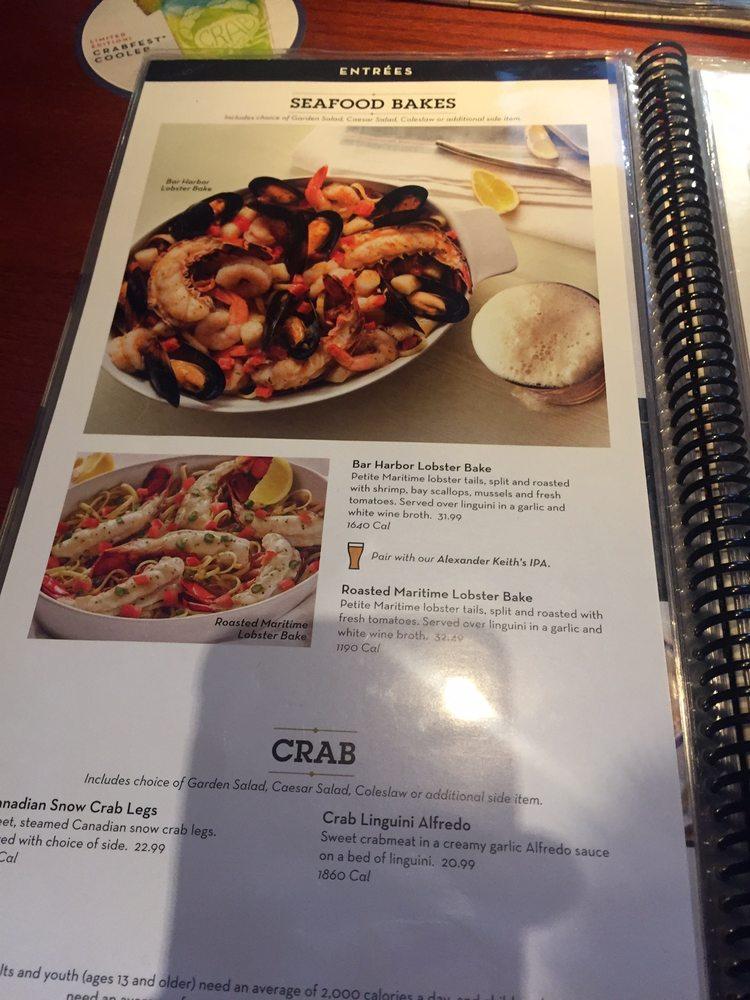 Menu at Red Lobster restaurant, Toronto, Sheppard Ave E