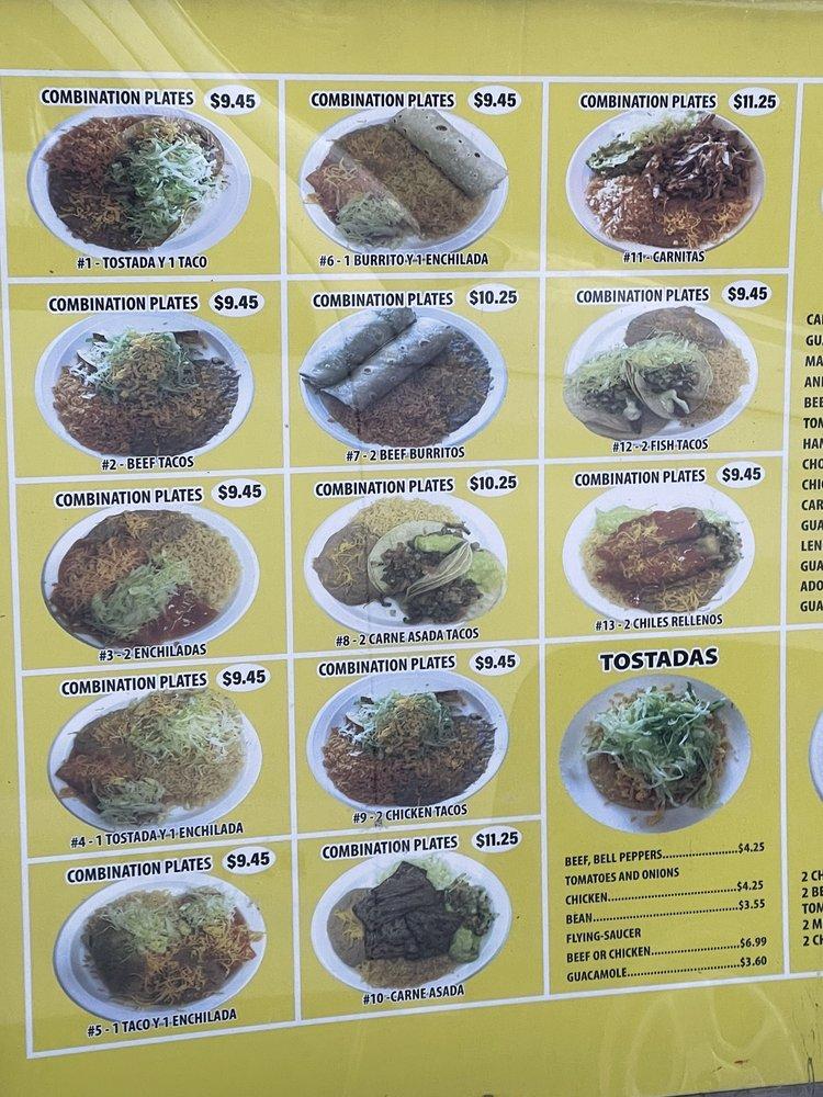 Menu at Tacos Rapidos restaurant, Denver, W Alameda Ave