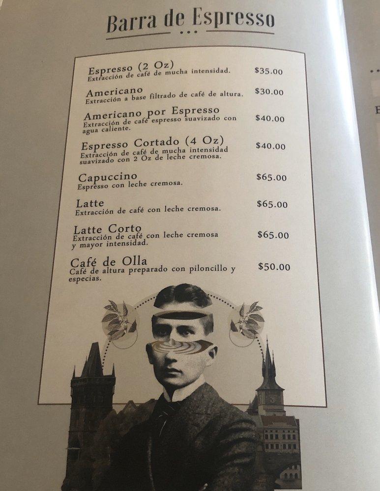 Menu at Praga Cafe Bistro, Tijuana, Av. Revolución 1070