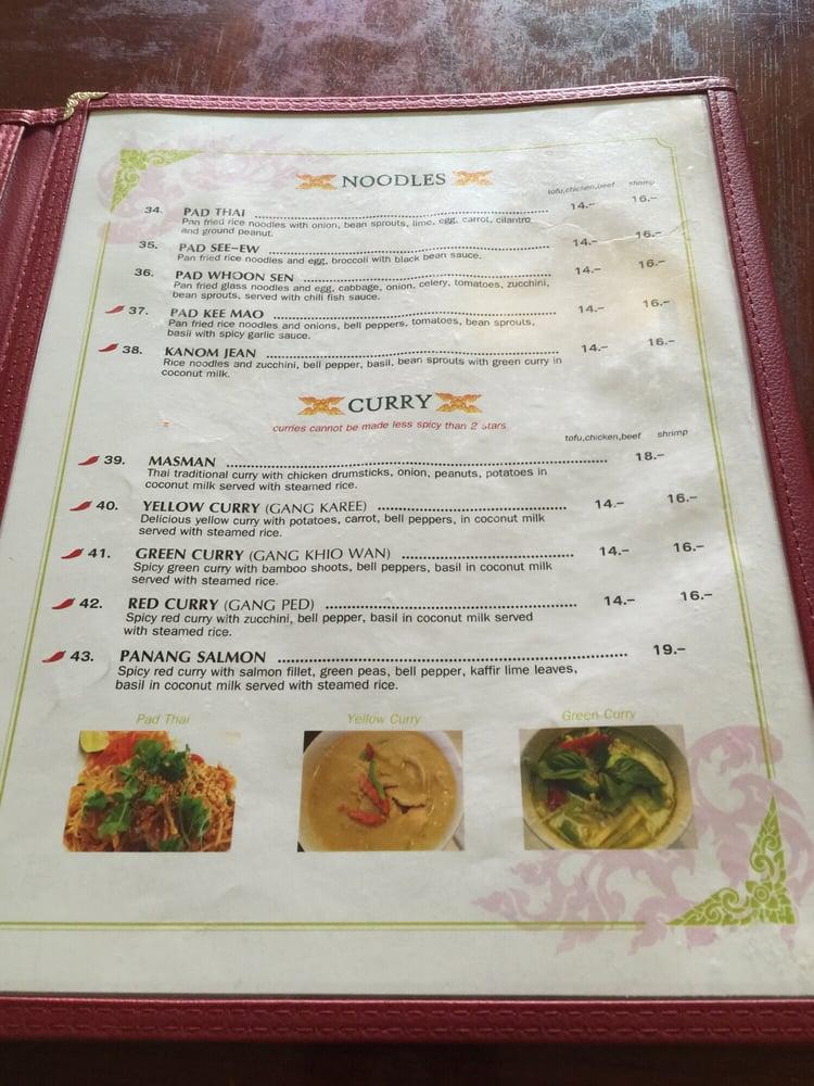 Menu at Thai Plate restaurant, Jackson, 145 Glenwood St