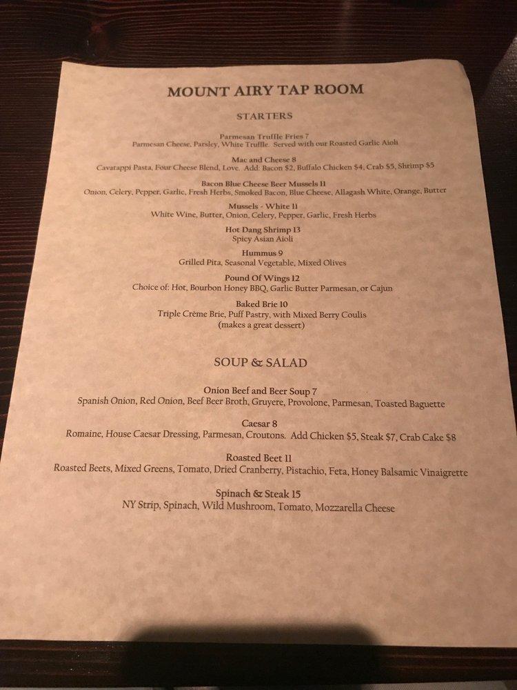 Menu at Mount Airy Tap Room pub & bar, Philadelphia