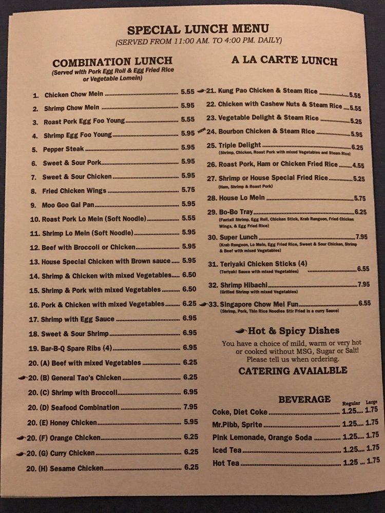 Carta de Chan's Chinese Restaurant, Jacksonville, 842 Dunn Ave 3