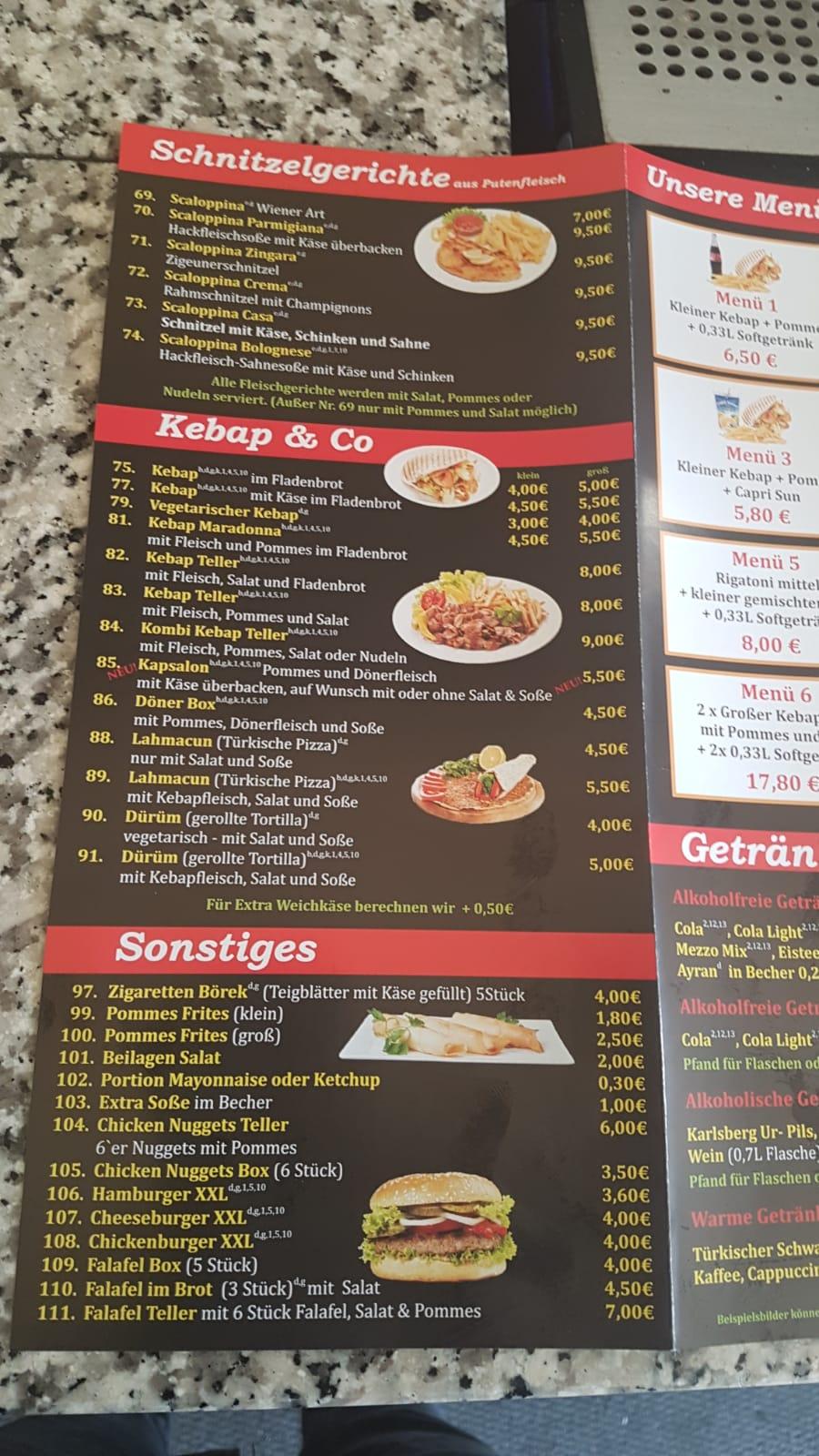 Speisekarte von Express Kebab Haus restaurant, Sankt Ingbert
