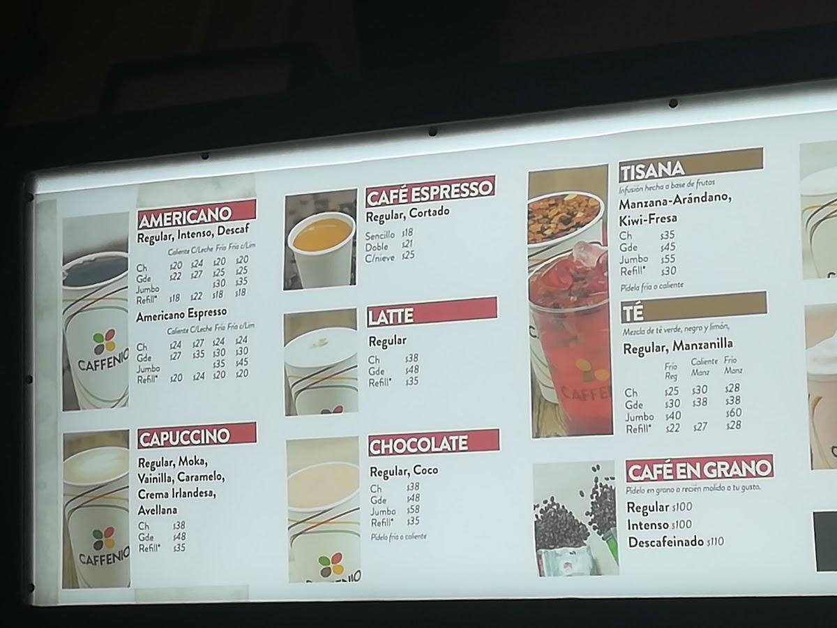 menu cafenio