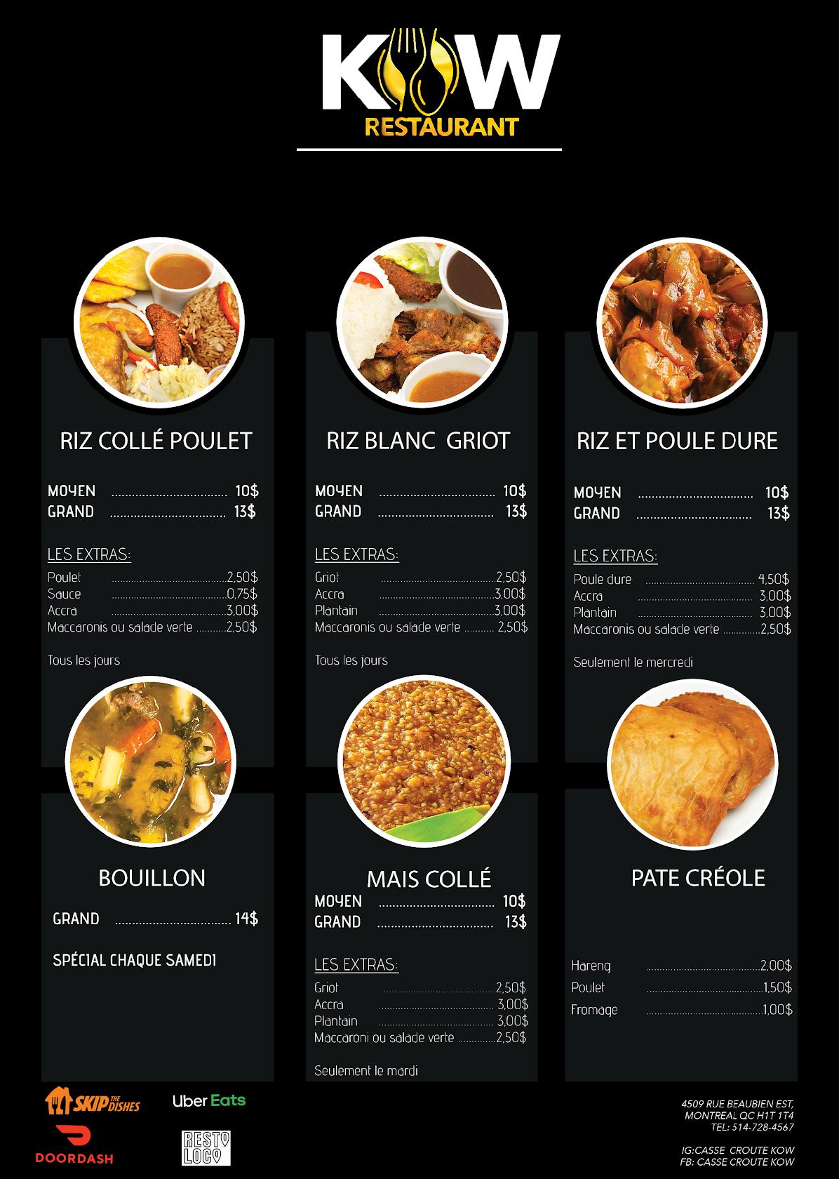 Menu au Casse croûte Saveur 509 restaurant, Montréal