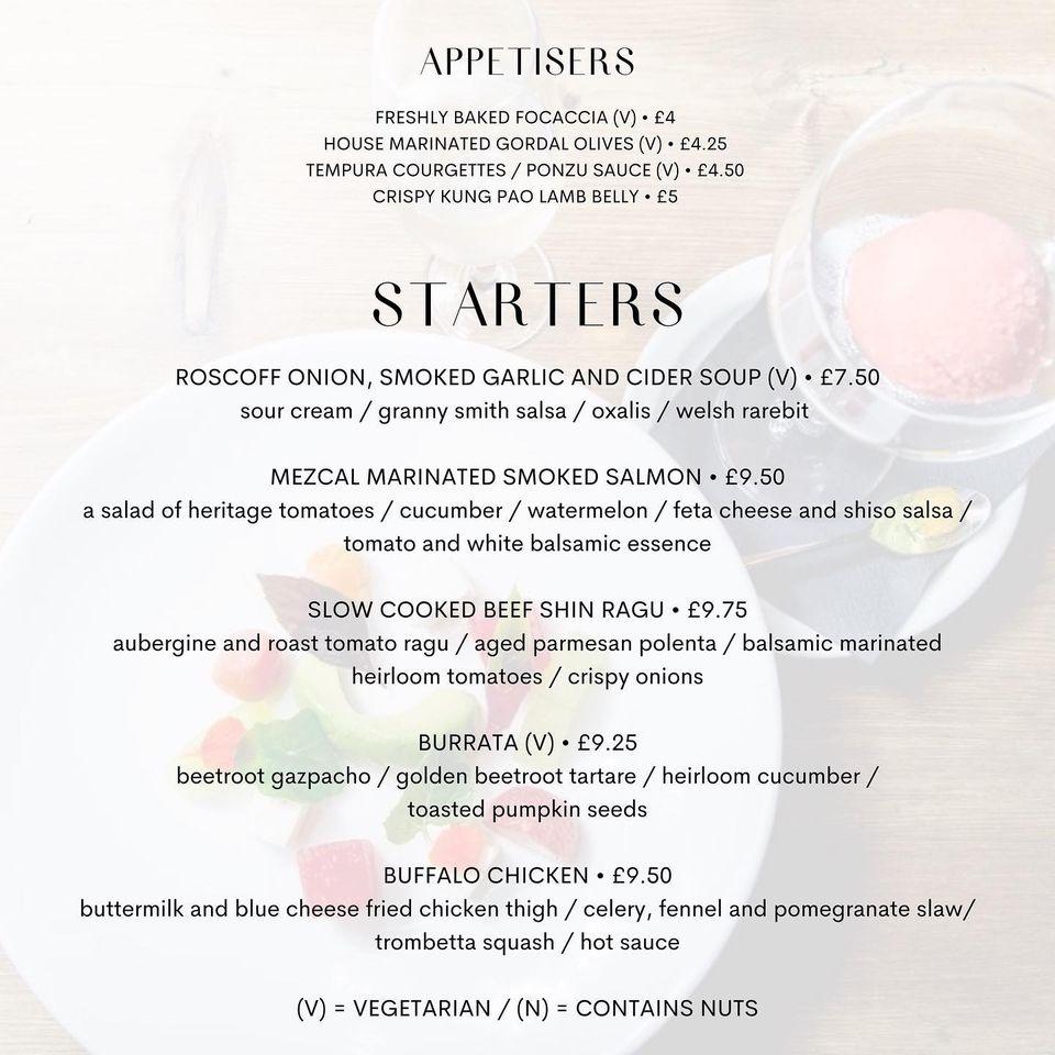 Menu at Chef's Table restaurant, Chester