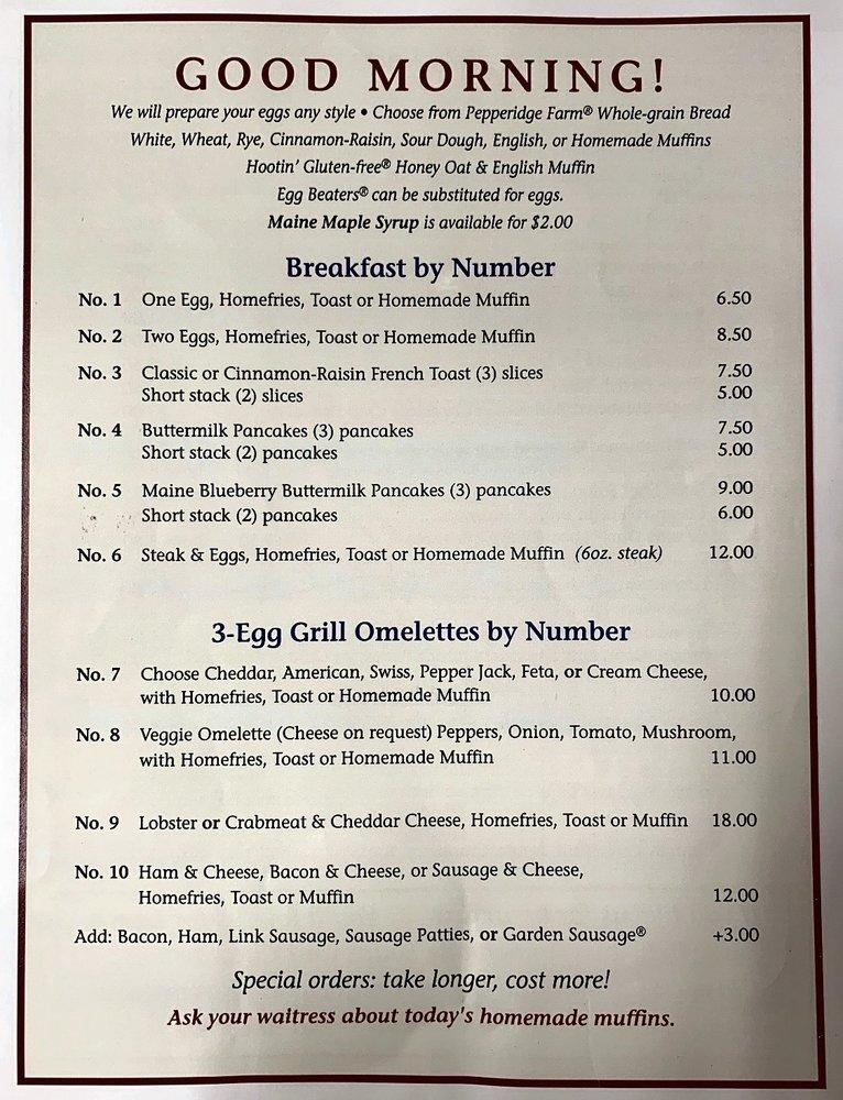 Menu at Marriner’s Restaurant, Camden
