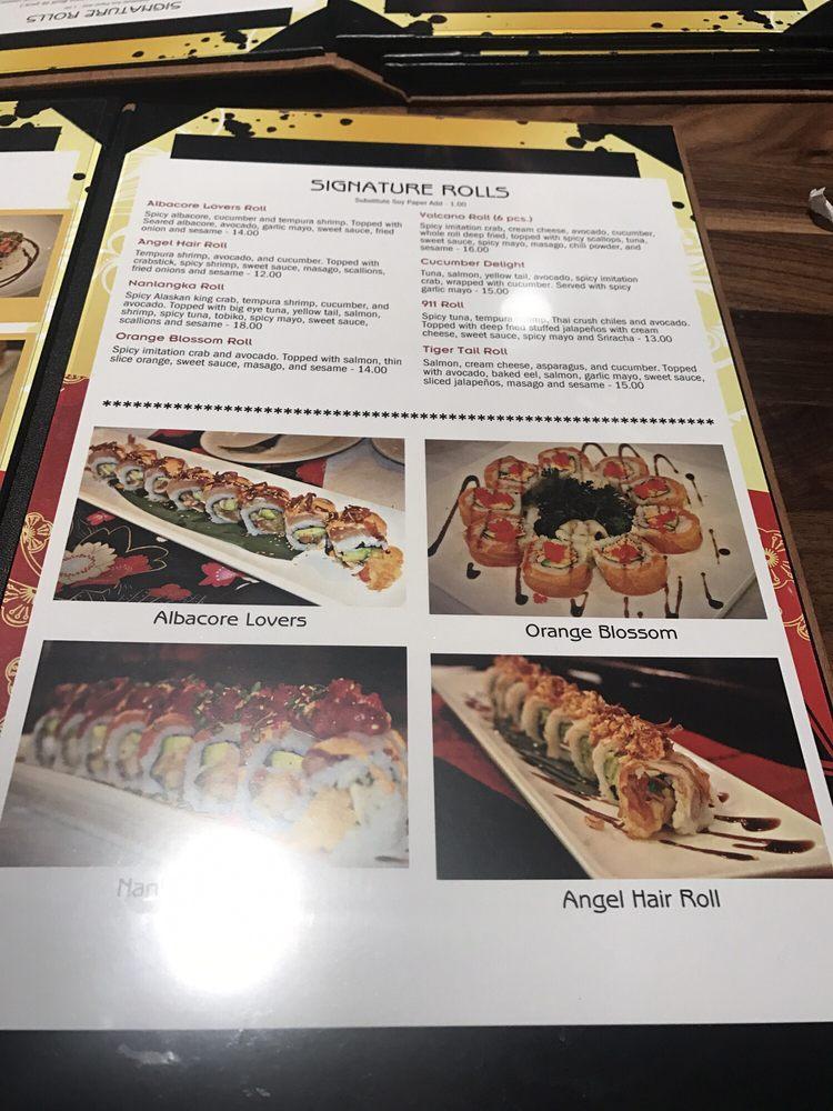 Menu at Nanlangka Teppanyaki & Sushi Bar, Porterville