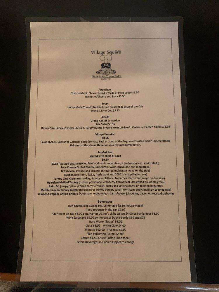 Menu at Village Square Pizza & Ice Cream Parlor pizzeria, Walker