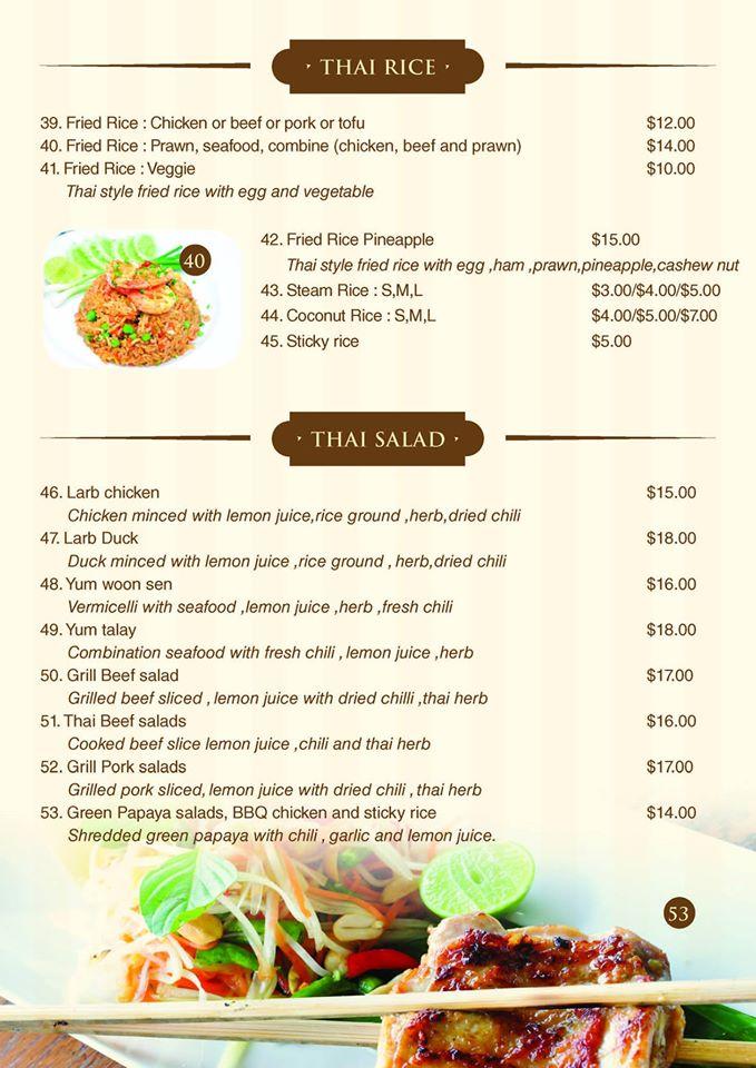 Menu At Phaboonchai Thai Restaurant, Wodonga