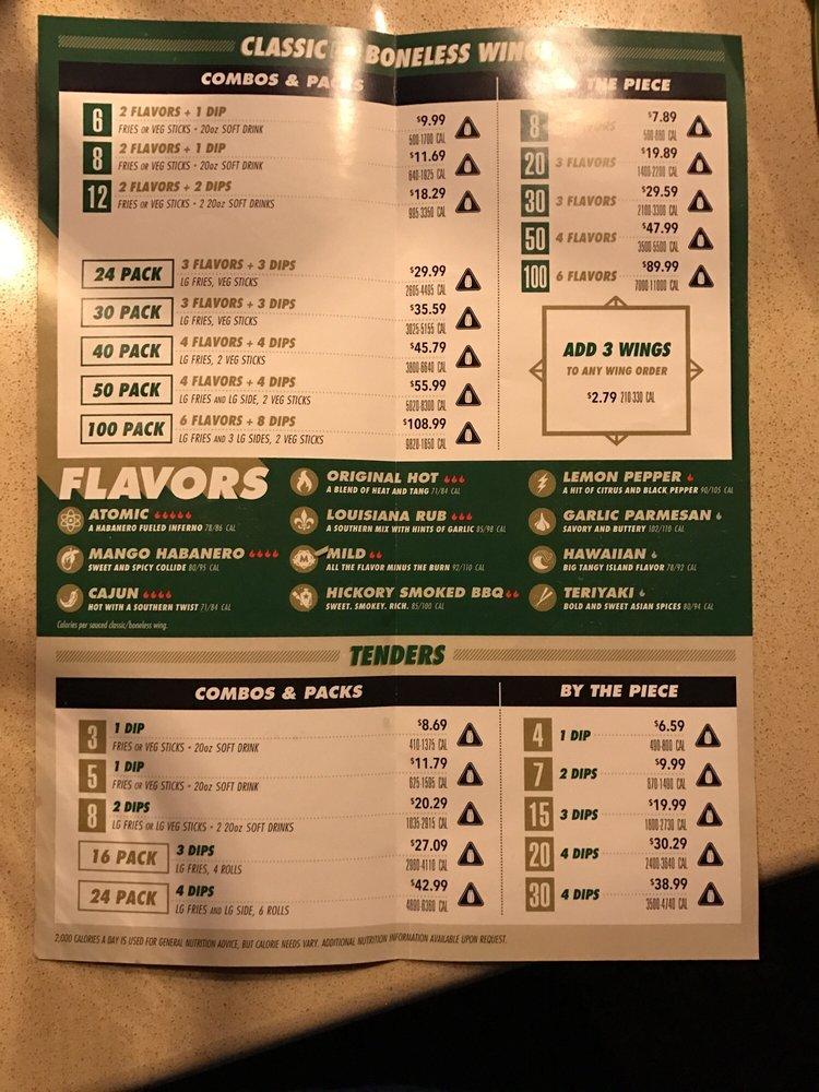 Menu at Wingstop restaurant, New York City, 289 Livingston St