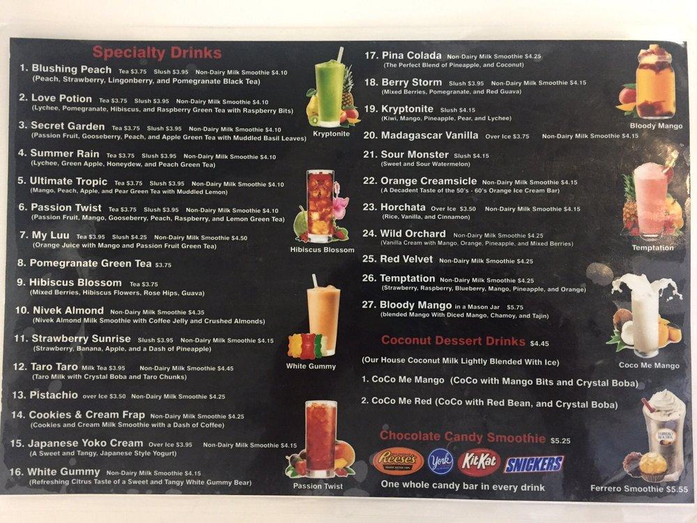 Menu at Boba My Tea cafe, Los Angeles, Nordhoff St