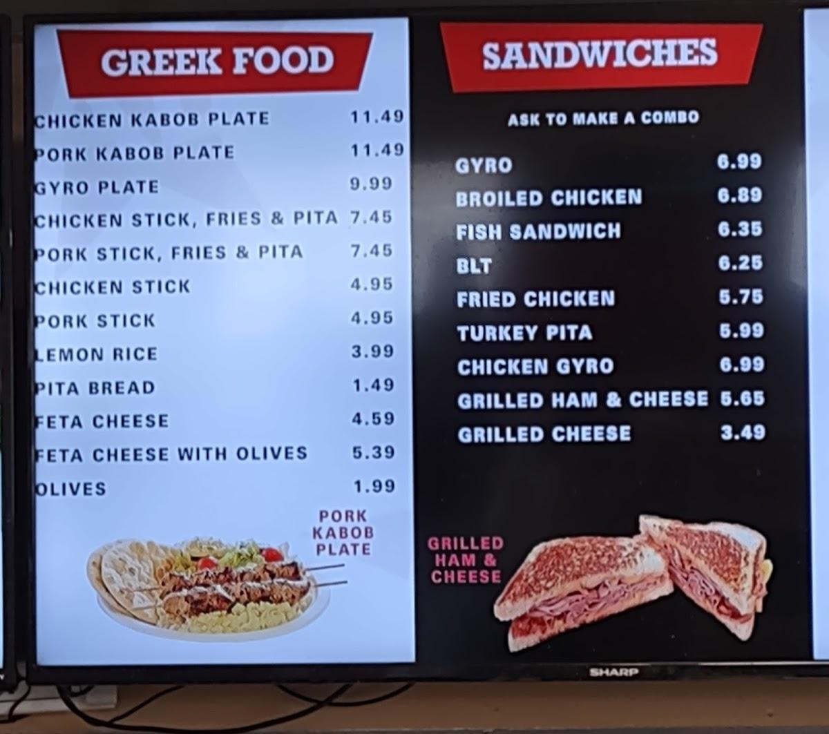 Menu at American Burgers restaurant, Tooele