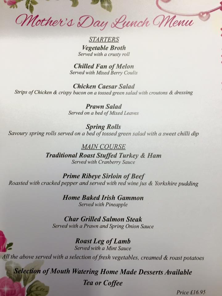 Menu At Diamonds Restaurant, Warrenpoint