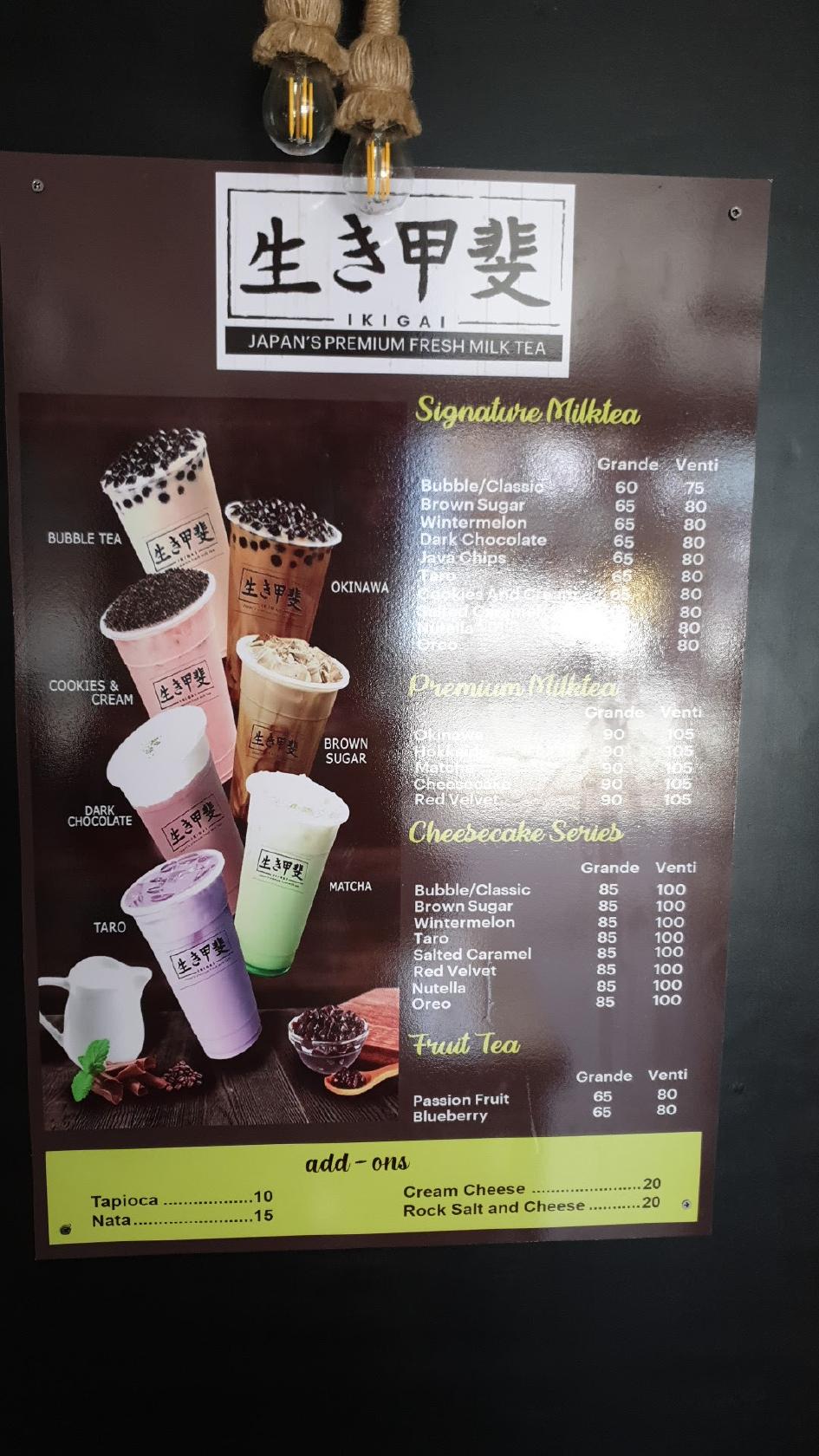 Menu at Ikigai Milk Tea - Libertad, Pasay cafe, Pasay