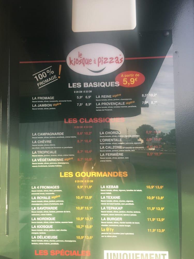 Menu Au Le Kiosque A Pizzas Pizzeria Tergnier 47 Av André Boulloche 