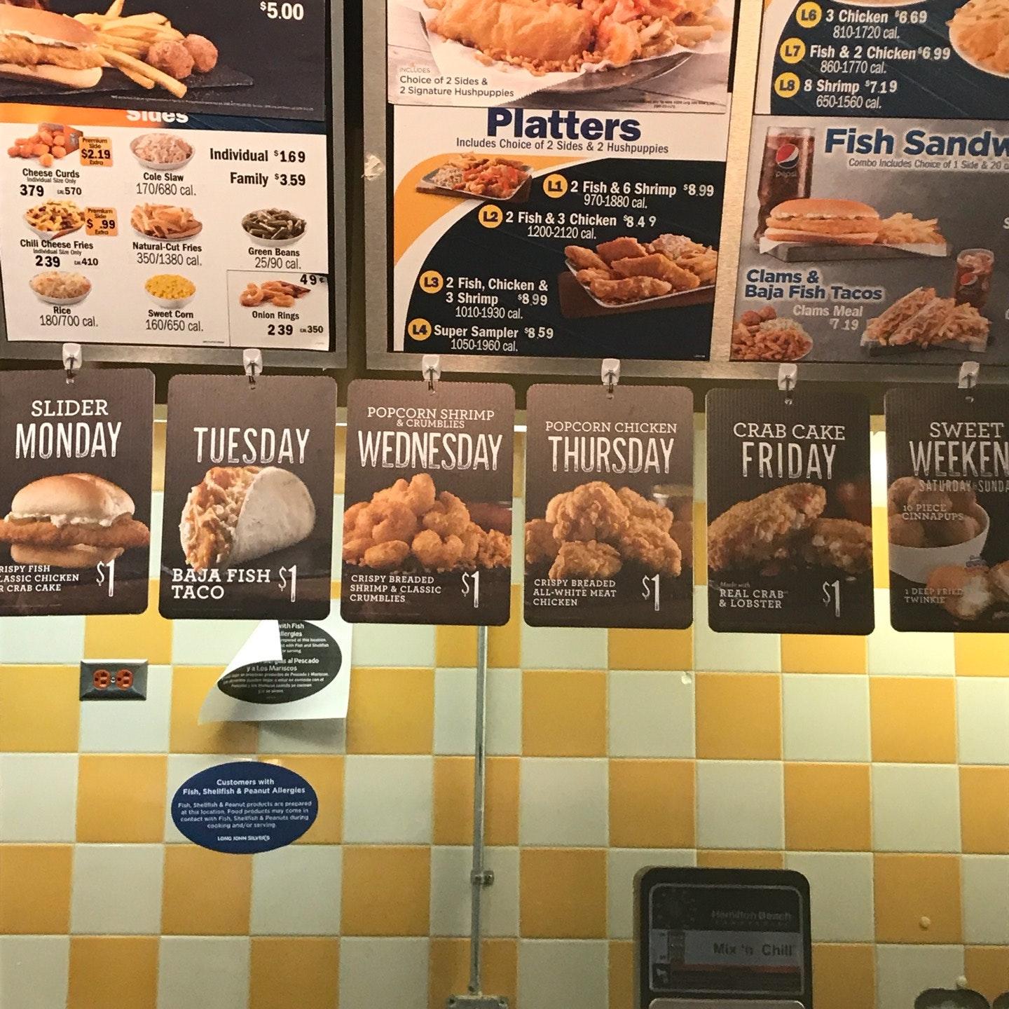 menu des argents de Long John