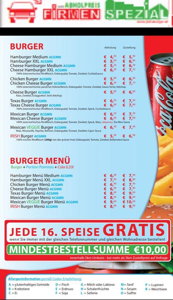 Menu at PIZZA & Burger, Sattledt