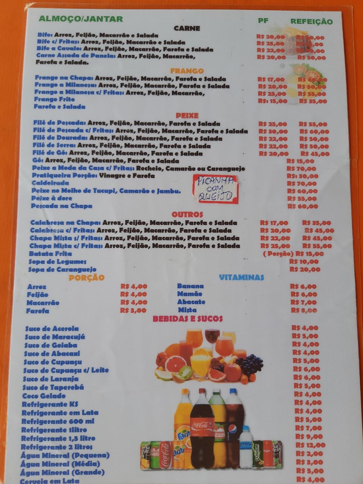 Menu at Sabor Caseiro - Café e Restaurante, Brazil