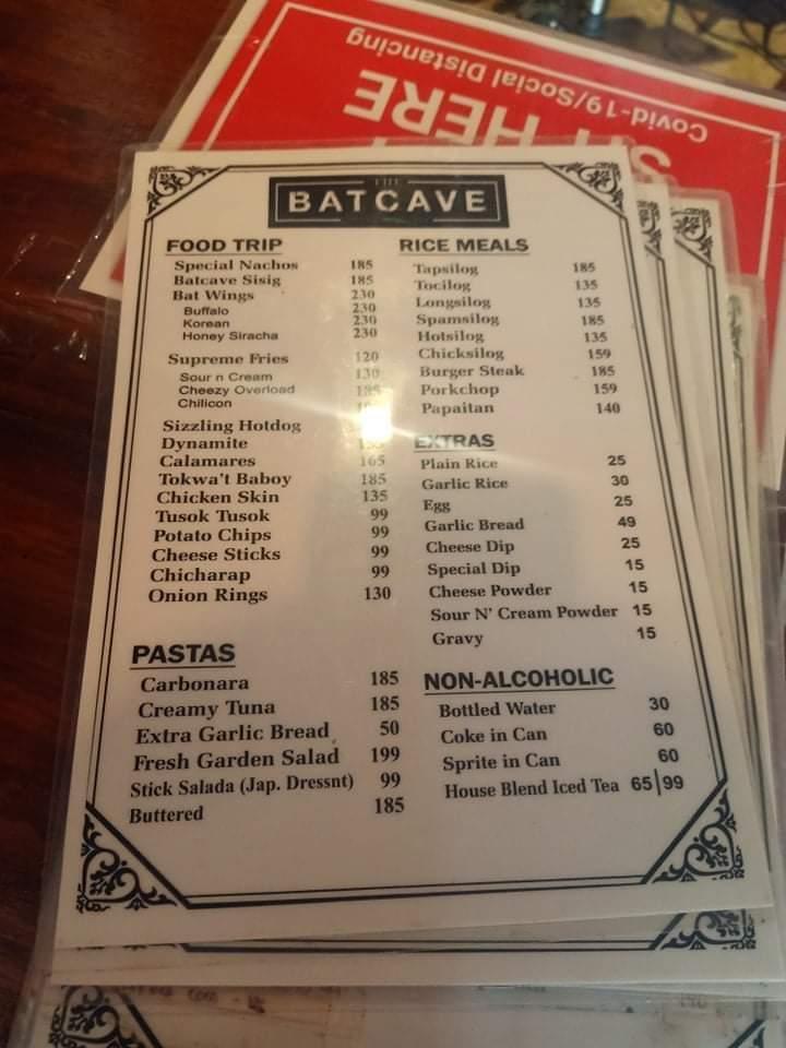 Carta del pub y bar The Batcave, Ciudad Quezon