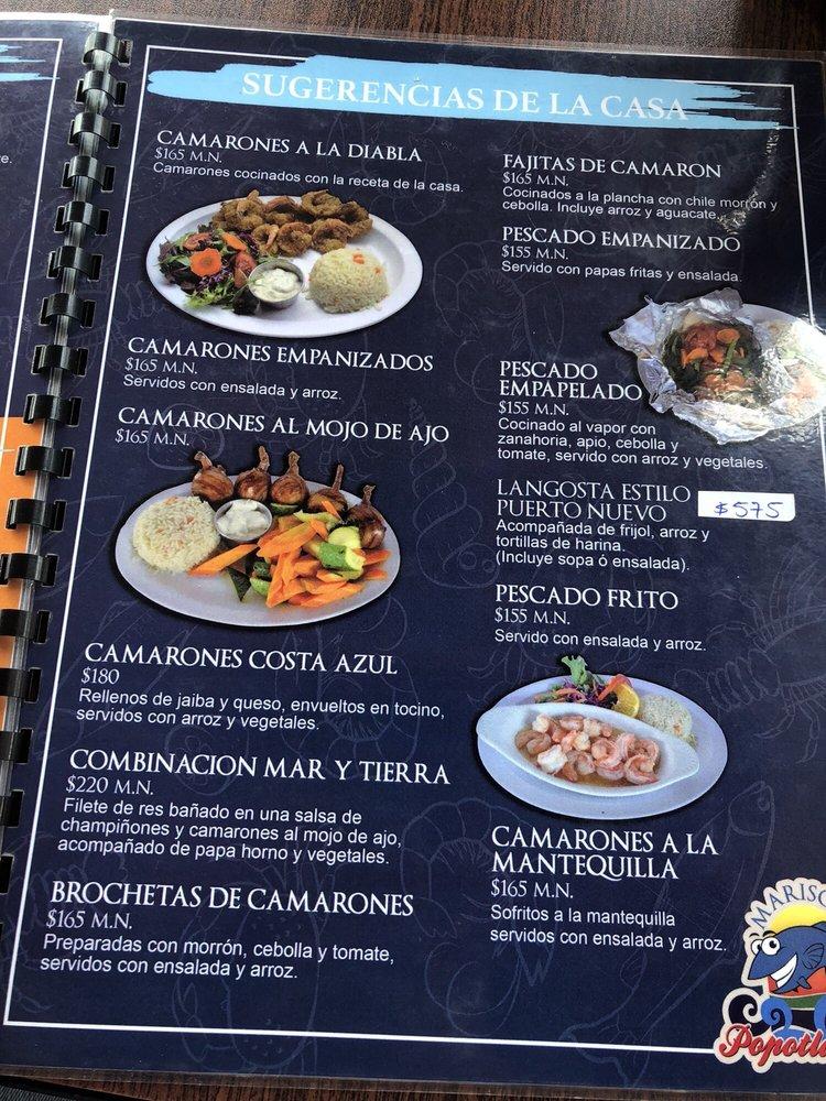 Menu at Mariscos Popotla Jr. restaurant, Rosarito, Blvd. Popotla No.  3103-Km. 30