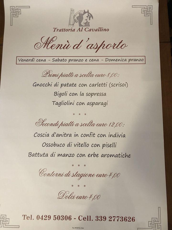 Menu Da Trattoria Al Cavallino Ristorante Este