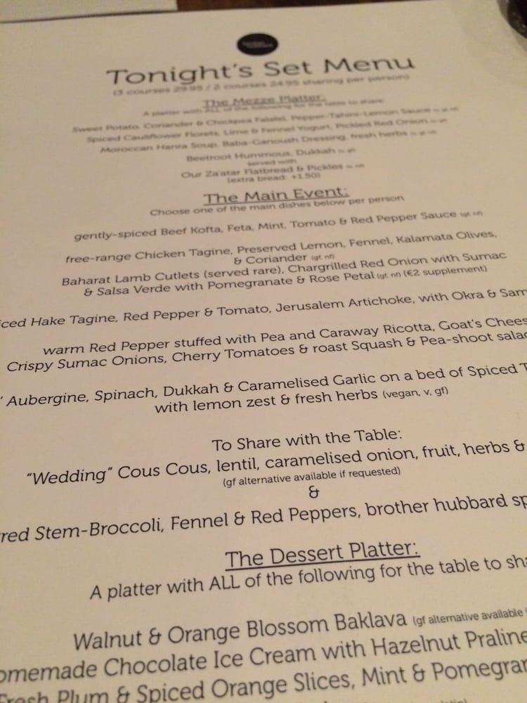 Menu at Brother Hubbard (North), Dublin