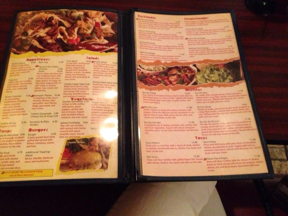 Menu at Fiesta Mexican Restaurant, Norton