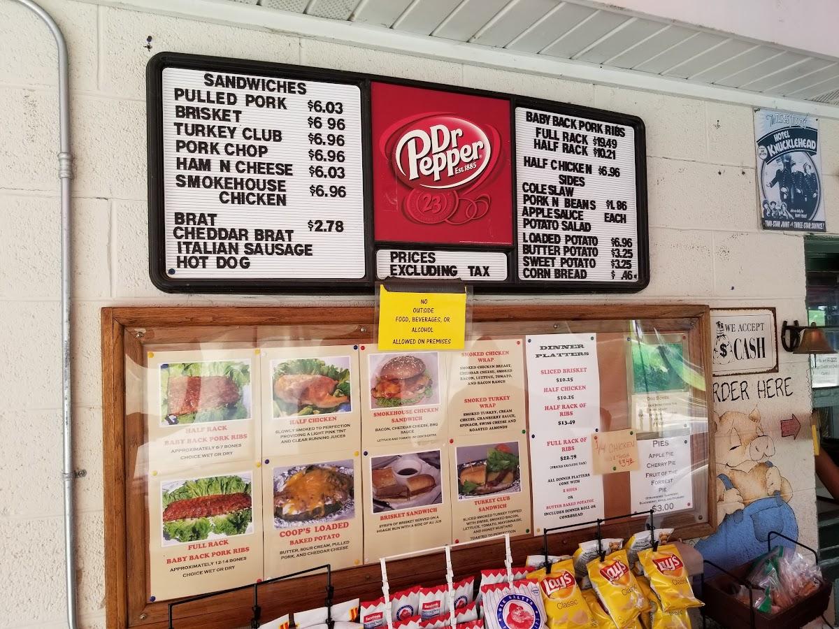 Menu at Smokin Coop BBQ Pit, Belvidere