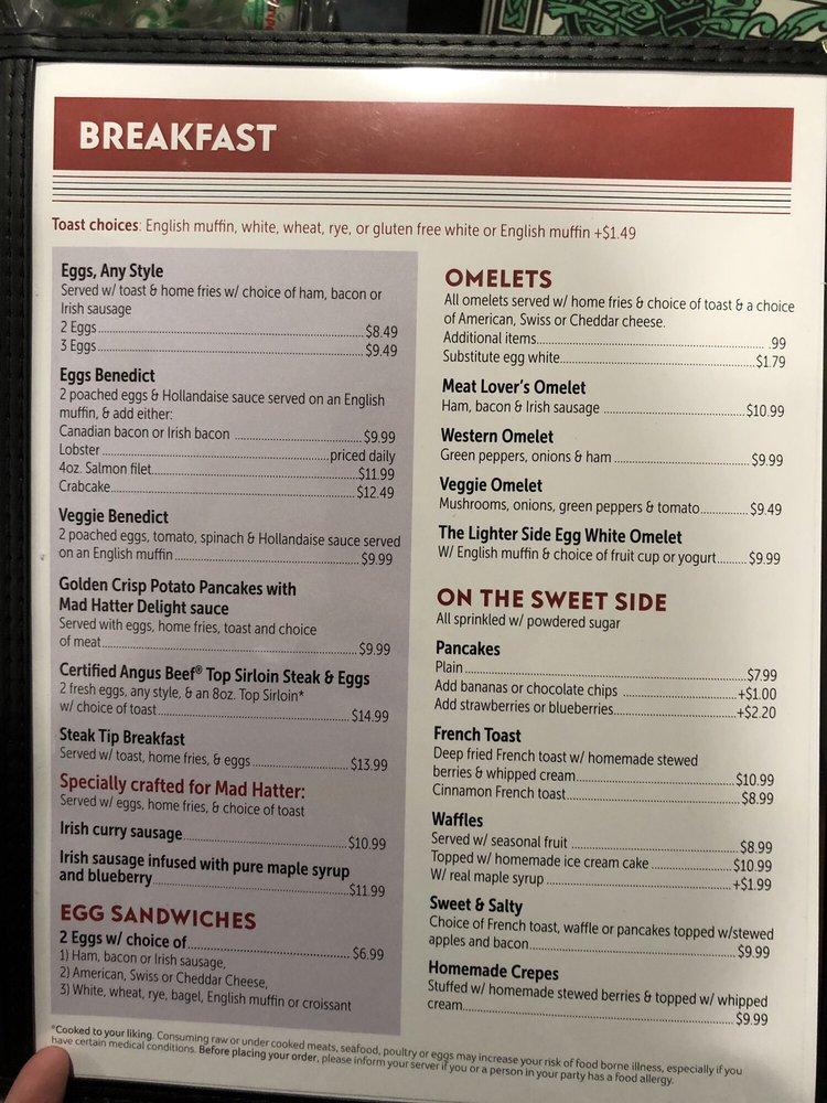 Menu at Mad Hatter Restaurant, Weymouth