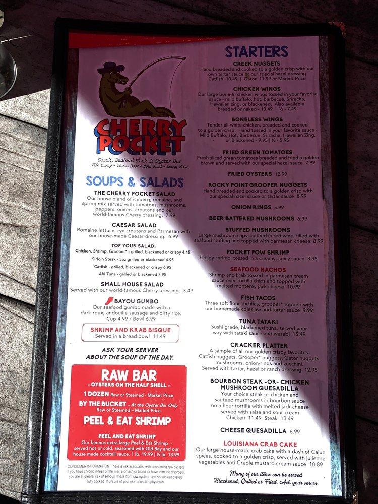 Menu at Cherry Pocket Steak n Seafood pub & bar, Lake Wales