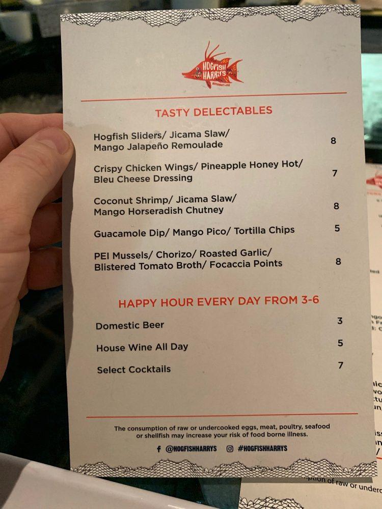 Menu at Hogfish Harry's Restaurant + Bar, Naples