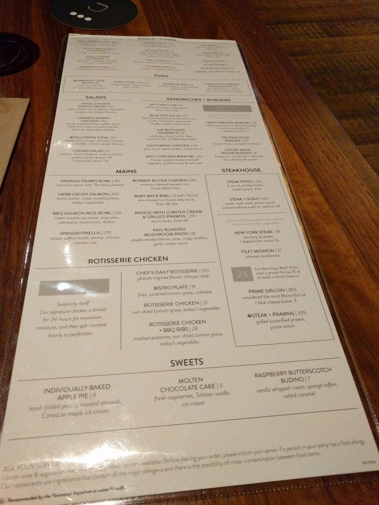 Menu at JOEY Yorkdale steakhouse, Toronto, Dufferin St 305B