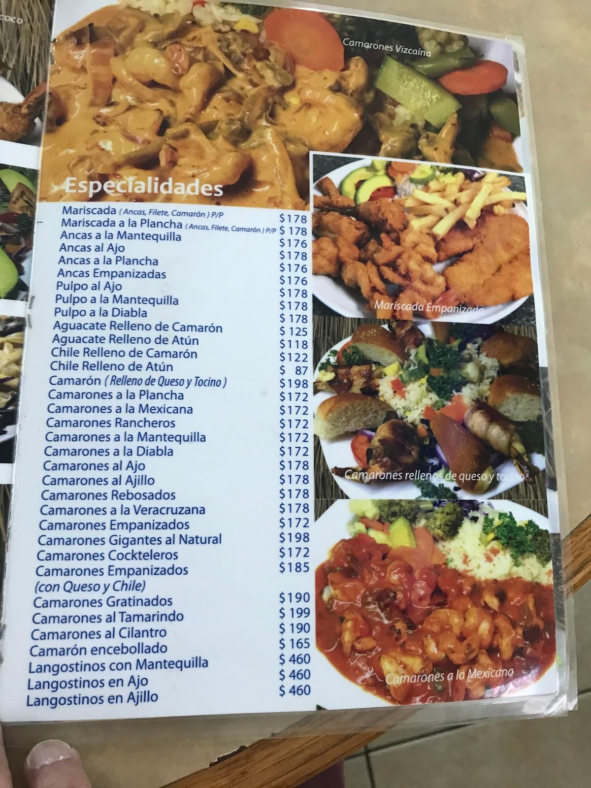 Carta del restaurante Mariscos La Anacua, Monterrey, Av. Lázaro Cárdenas  #4411 Ote