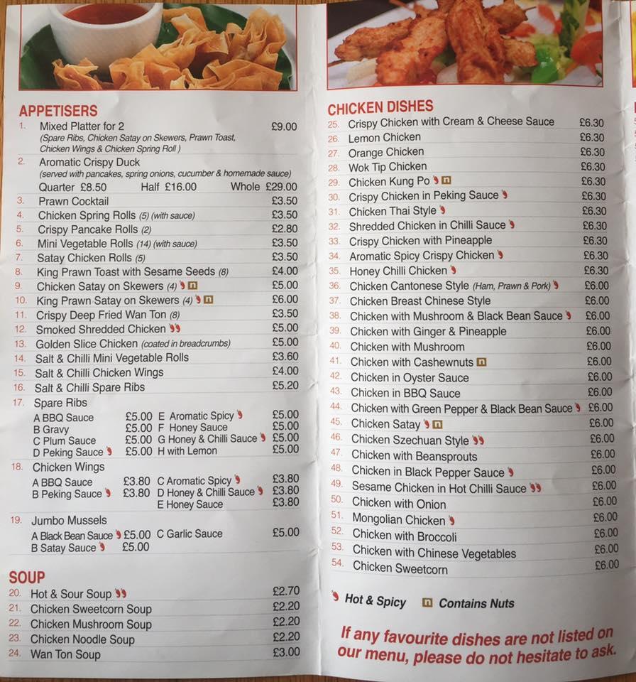Menu at Mr Rice Chinese Takeaway Uddingston restaurant, Glasgow