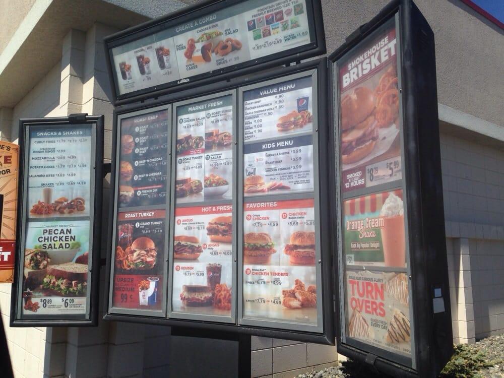 Menu at Arby's fast food, Kenai, Kenai Spur Hwy