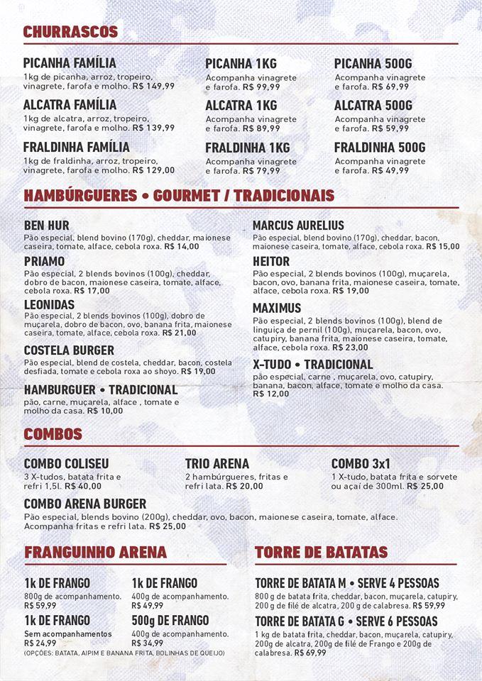 Arena do Sabor cardápio