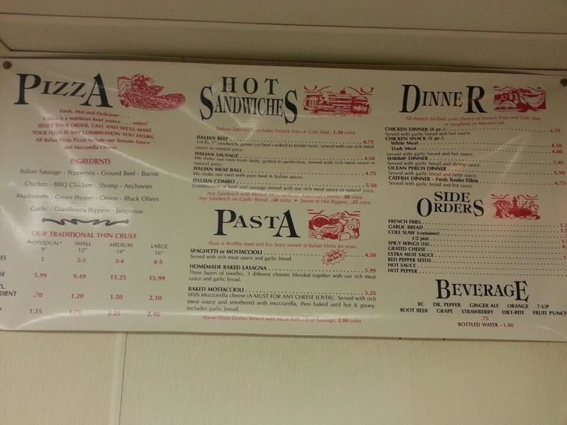 Menu at Italian Fiesta Pizzeria, Chicago, E 71st St