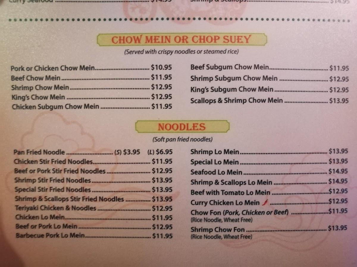 Menu at Lee's Chinese Restaurant, Lincoln City