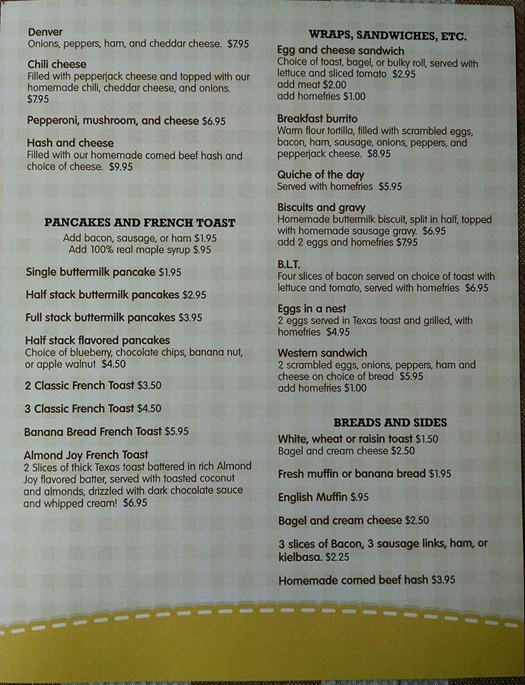 Menu at Matt's Breakfast Nook restaurant, West Brookfield