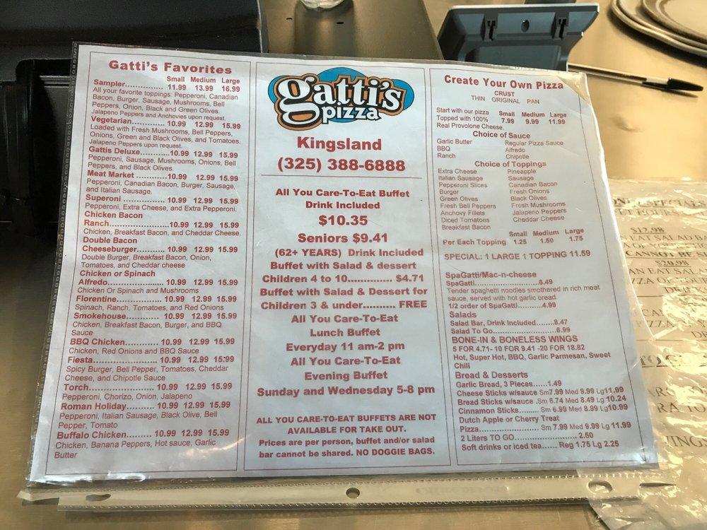 Menu at Mr Gatti's Pizza pizzeria, Kingsland, RM 1431