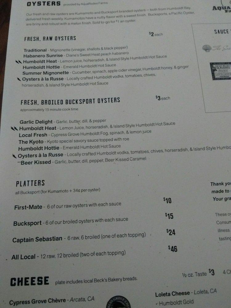 Menu at Humboldt Bay Provisions pub & bar, Eureka