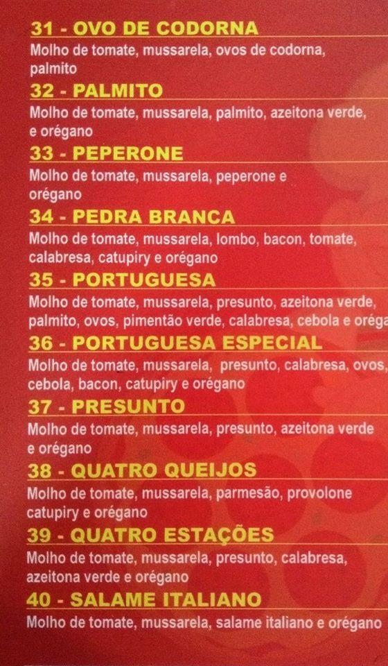 Menu Em Pizzaria Pedra Branca Florian Polis Rodovia Virgilio Varzea