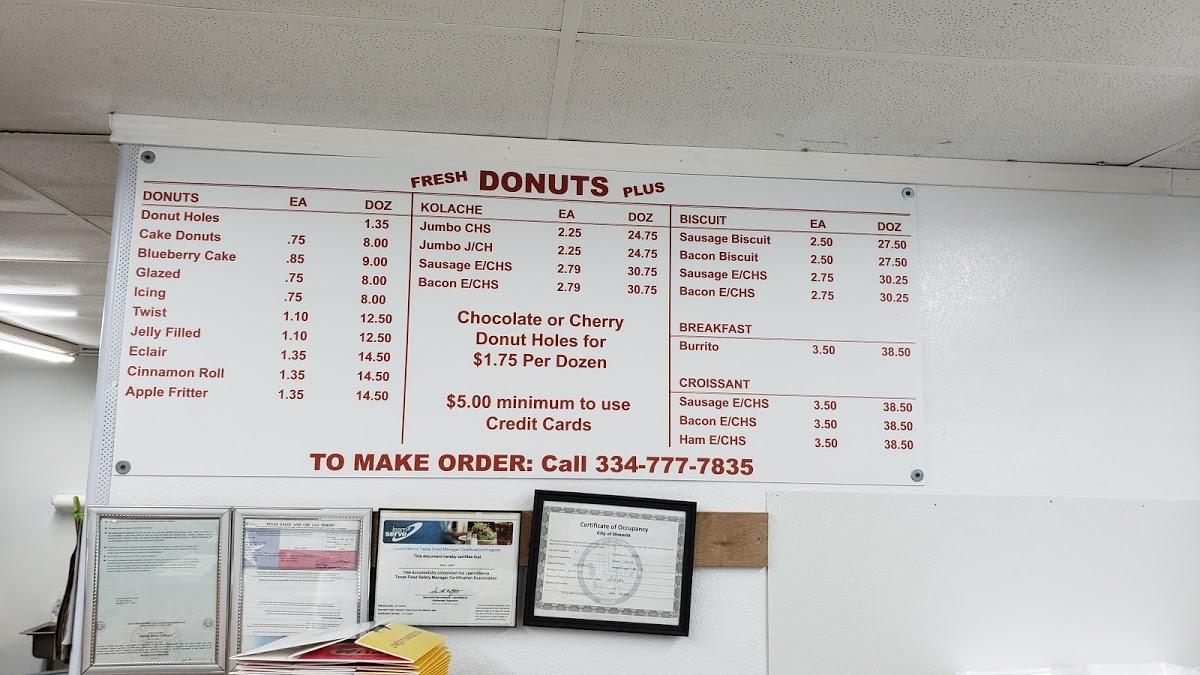 Menu at Fresh Donuts Plus, Dimmitt