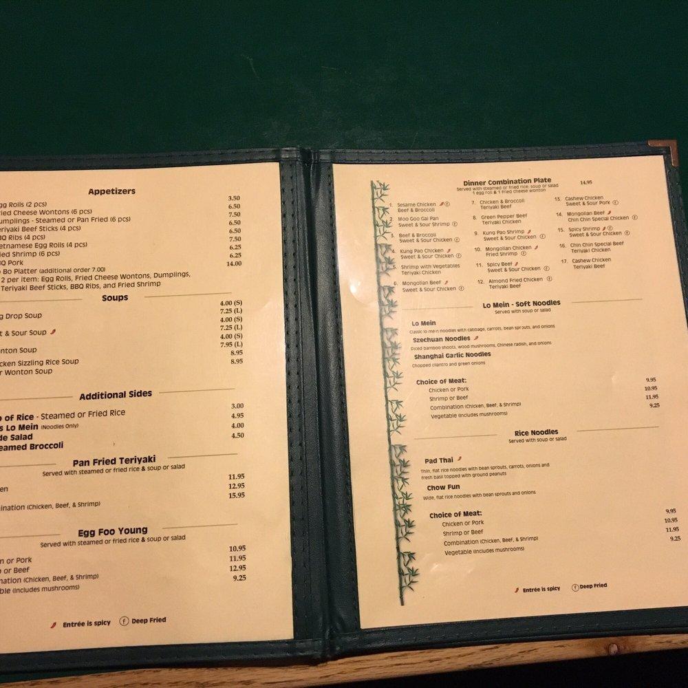 Menu at Chin Chin Restaurant, Clifton