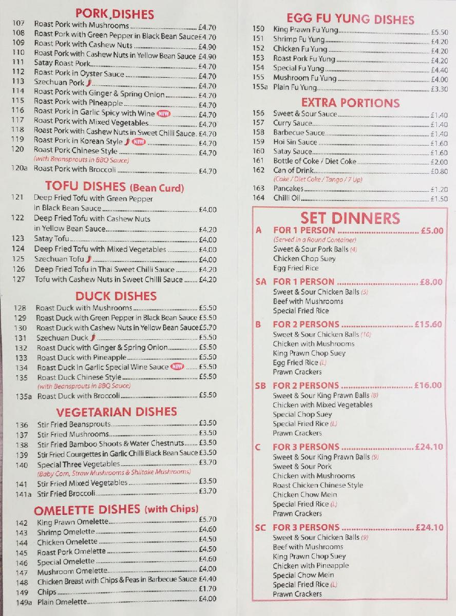 Menu At New Jade Garden Fast Food East Grinstead