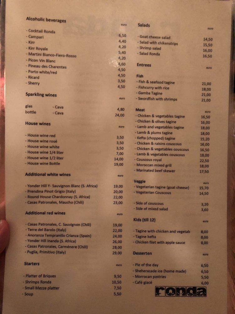 Menu at Ronda, Mechelen