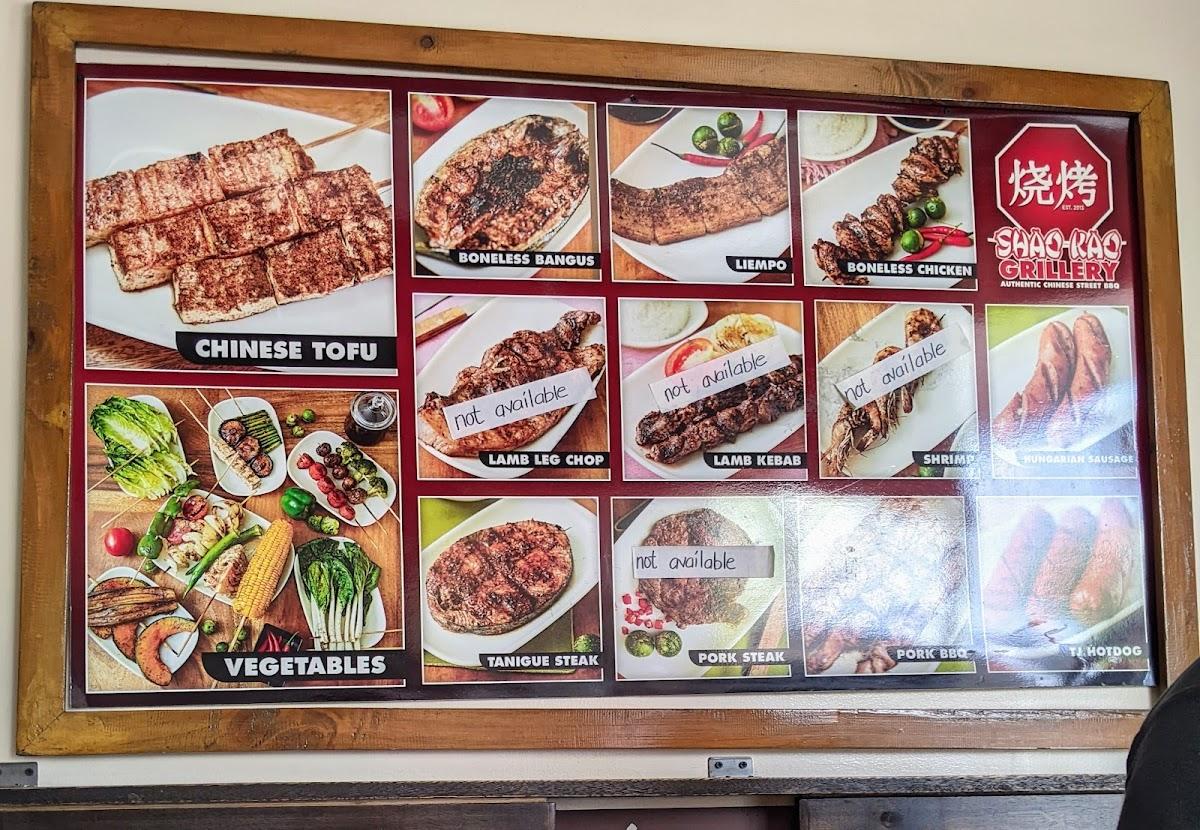 Menu at Shao Kao Grillery BBQ, Quezon City, 7 Masinsinan St.