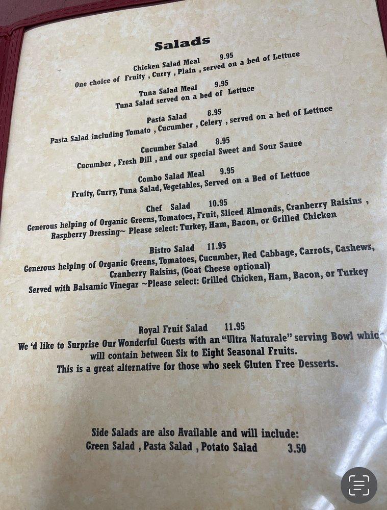 Menu at Tea Tyme restaurant, Fredericksburg