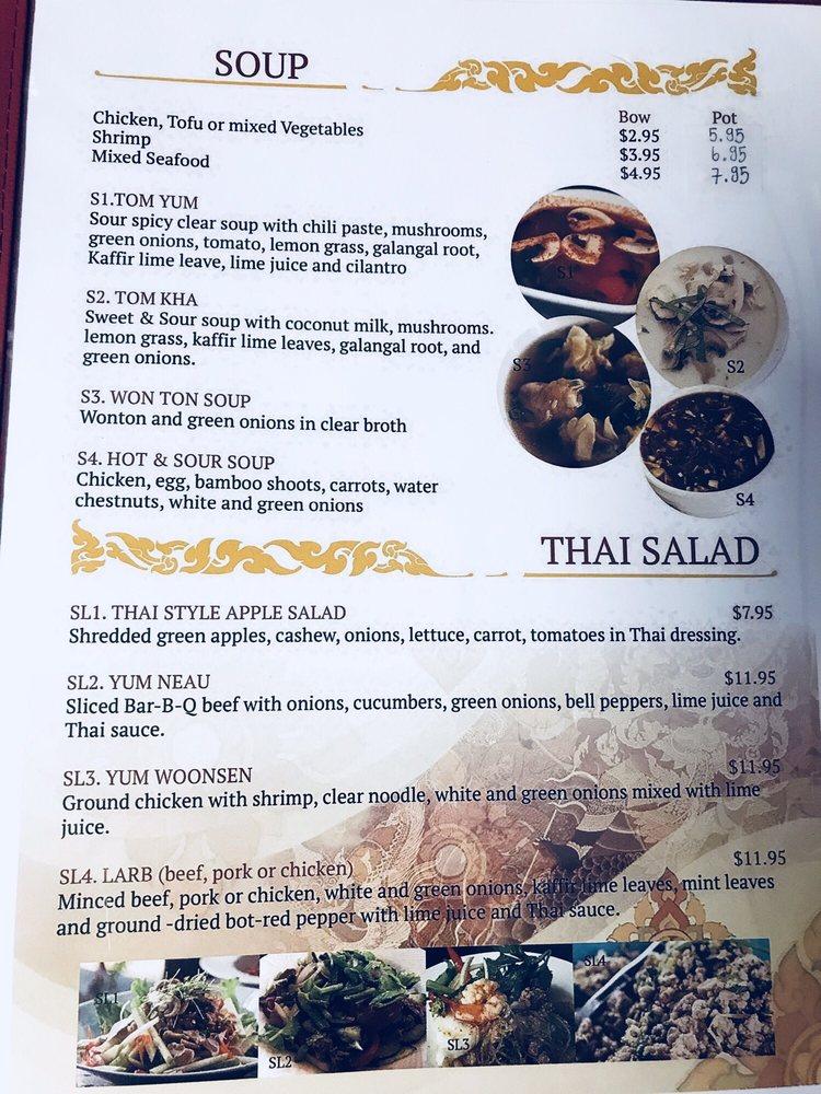 Menu at AAROYD THAI RESTAURANT, Warren
